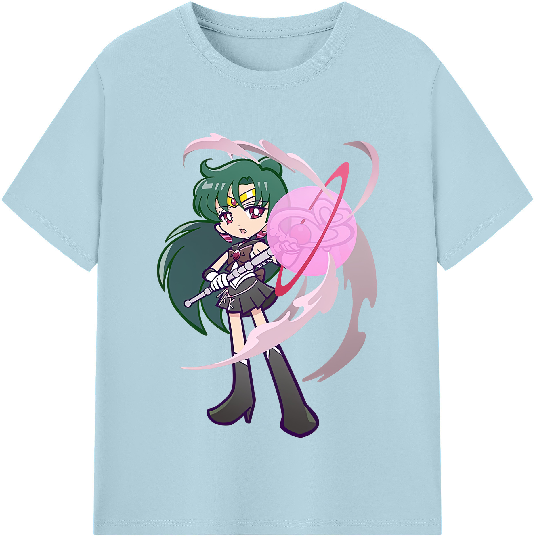 （画像用） 美少女戦士セーラームーン 冥王せつな Sailor Moon Meiou Setsuna 綿100％半袖Tシャツ（フロントプリント）